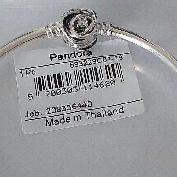 Pandora Moments Limited Edt Sterling Silver Encircled Clasp Bangle 593229C01-19 - Picture 1 of 10